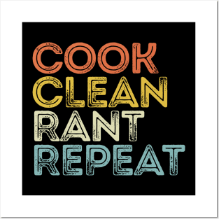 Vintage Cook Clean Rant Repeat Posters and Art